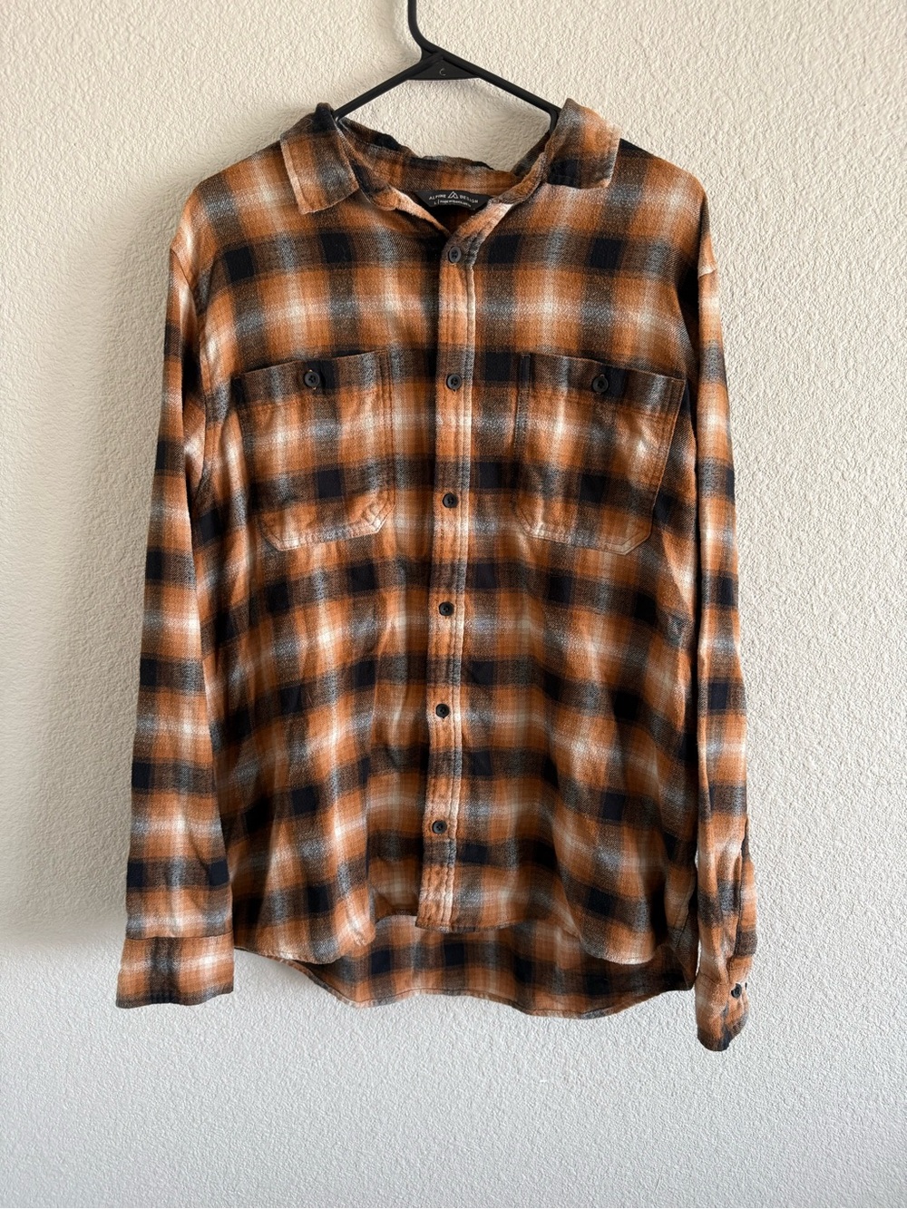 Alpine Orange and Black Plaid Button-Down Shirt